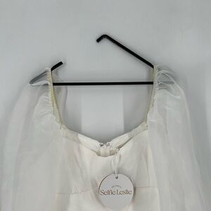 Selfie Leslie Tulle Voluminous Puff Long Sleeve Bridal Babydoll Mini Dress